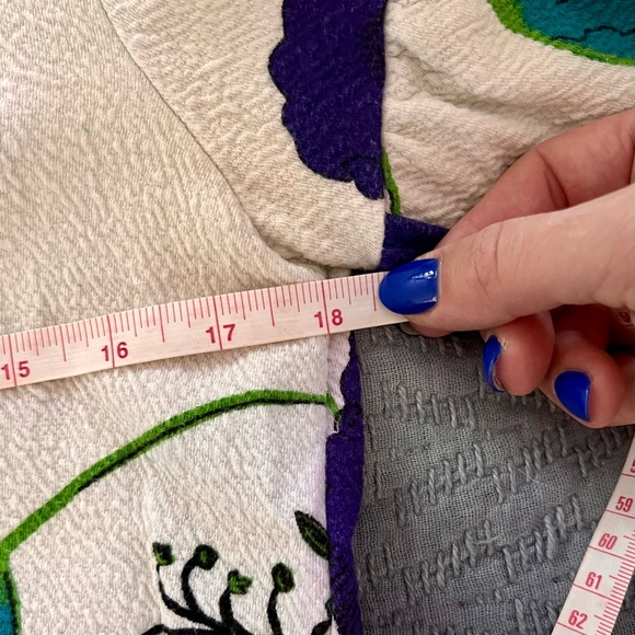 💟 ANTHROPOLOGIE Deletta Floral Puff Sleeve Tunic Top V-Neck Blouse Bohemian M - Picture 11 of 13